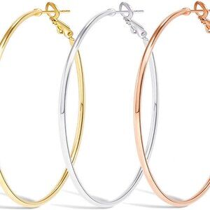 Big Gold Hoop Earrings for Women Girls,Dainty 14k Gold Hypoallergenic Rose Gold